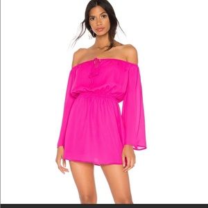 Superdown Revolve Hot Pink Dress Off Shoulder, Small (sizes run a little big).
